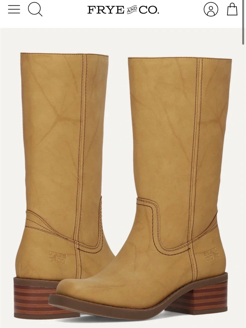 Frye and Co Miranda 14 Tan Faux Leather Mid-Calf Girl’s Boots size 3